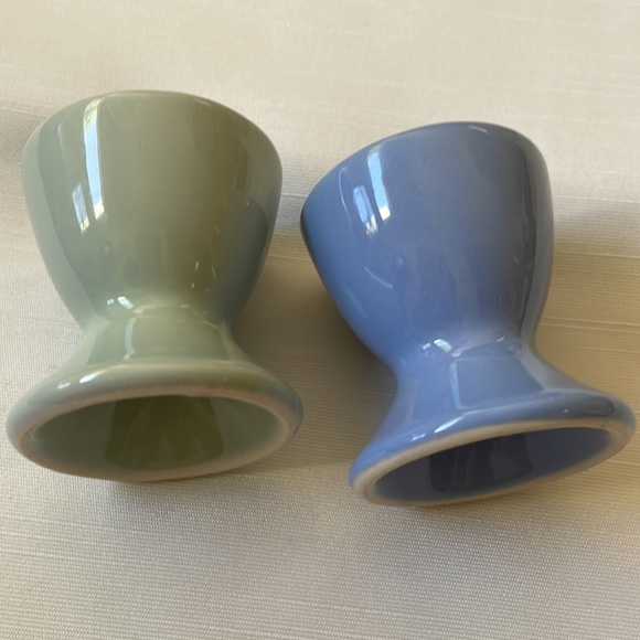 Set of 2 pastel blue mint color Egg Cups porcelain - Picture 2 of 6